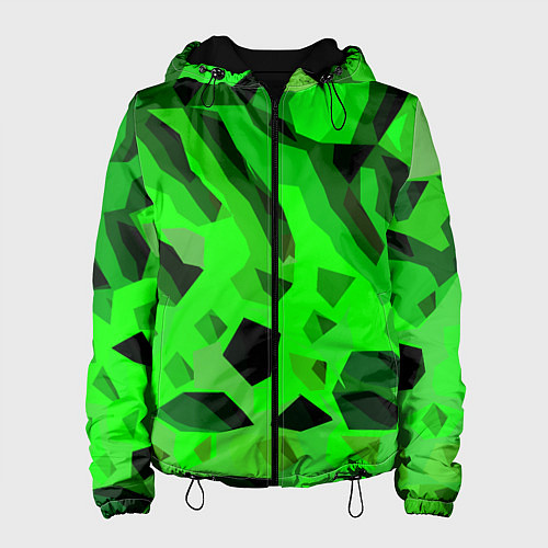 Женская куртка Чёрно-зелёная пористая абстракция / 3D-Черный – фото 1