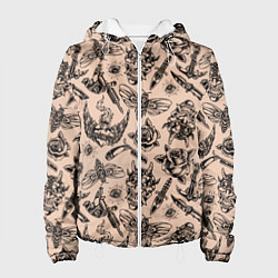 Женская куртка Татуировка с цикадой и демоном Они - паттерн