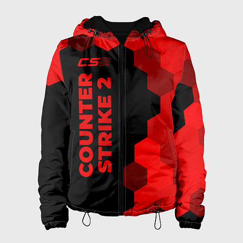 Женская куртка Counter Strike 2 - red gradient по-вертикали / 3D-Черный – фото 1
