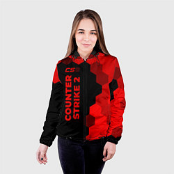 Куртка с капюшоном женская Counter Strike 2 - red gradient по-вертикали, цвет: 3D-черный — фото 2