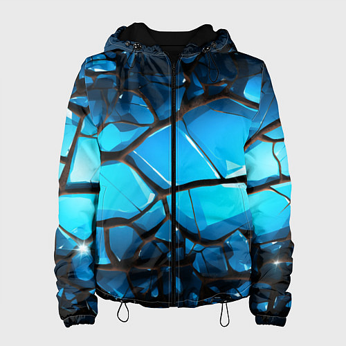 Женская куртка Синяя текстура объемных плит / 3D-Черный – фото 1