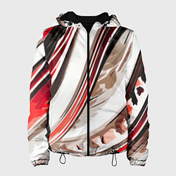 Женская куртка Волнистая бело-красная абстракция