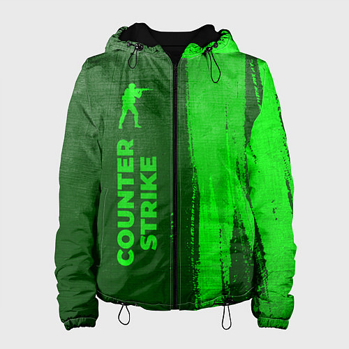 Женская куртка Counter Strike - green gradient по-вертикали / 3D-Черный – фото 1