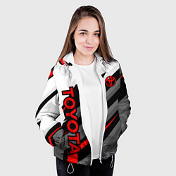Куртка с капюшоном женская Toyota - белый и красный, цвет: 3D-белый — фото 2