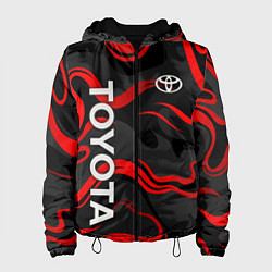 Куртка с капюшоном женская Toyota - красные языки пламени, цвет: 3D-черный