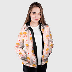 Куртка с капюшоном женская Паттерн с милыми купидонами и крылатыми сердечками, цвет: 3D-черный — фото 2