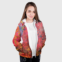 Куртка с капюшоном женская Абстракция - red yellow grunge, цвет: 3D-белый — фото 2