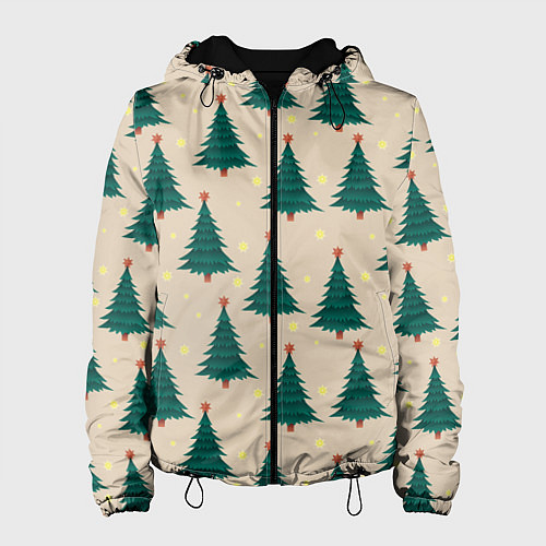 Женская куртка Новогодняя ель / 3D-Черный – фото 1