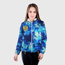 Куртка с капюшоном женская Синий узорный камуфляж, цвет: 3D-белый — фото 2