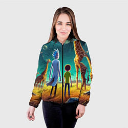 Куртка с капюшоном женская Рик и Морти на планете жирафов - нейроарт, цвет: 3D-черный — фото 2