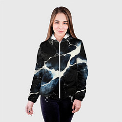 Куртка с капюшоном женская Разлом плит в виде молнии, цвет: 3D-белый — фото 2