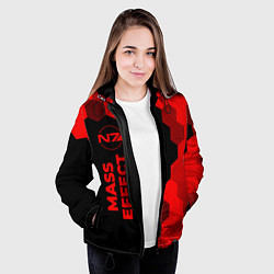 Куртка с капюшоном женская Mass Effect - red gradient по-вертикали, цвет: 3D-черный — фото 2