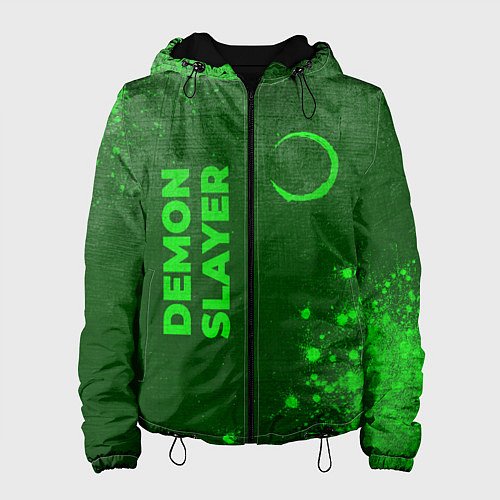 Женская куртка Demon Slayer - green gradient вертикально / 3D-Черный – фото 1