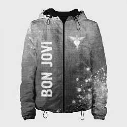 Куртка с капюшоном женская Bon Jovi - grey gradient вертикально, цвет: 3D-черный