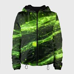 Куртка с капюшоном женская Текстура зеленая жидкость, цвет: 3D-черный