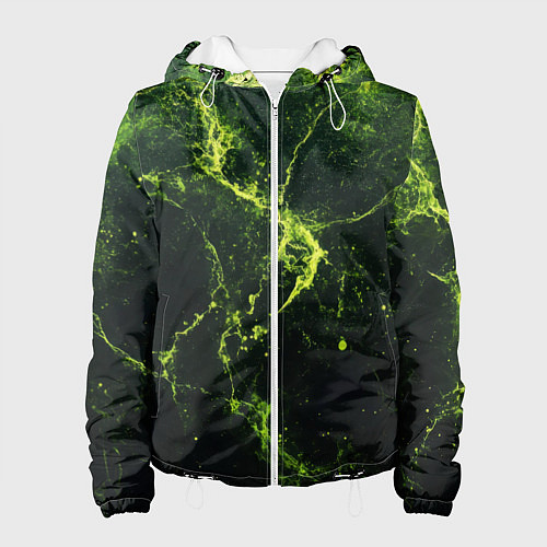 Женская куртка Зеленые волокна - текстура / 3D-Белый – фото 1