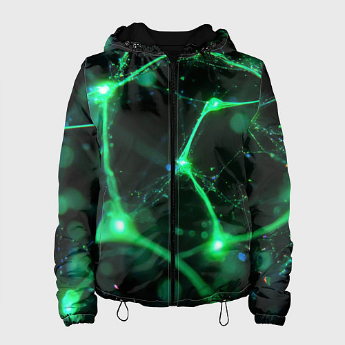 Женская куртка Зеленый нейроны / 3D-Черный – фото 1