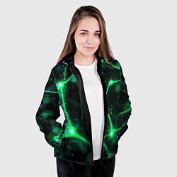 Куртка с капюшоном женская Зеленый нейроны, цвет: 3D-черный — фото 2