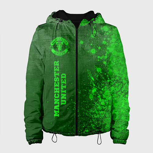 Женская куртка Manchester United - green gradient по-вертикали / 3D-Черный – фото 1