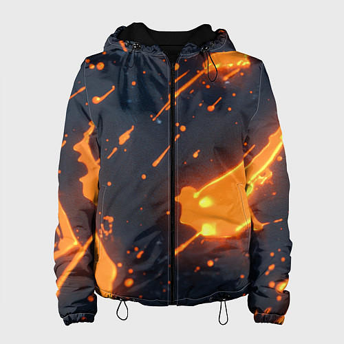 Женская куртка Оранжевая краска в движении / 3D-Черный – фото 1