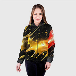 Куртка с капюшоном женская Оранжевая краска на черном, цвет: 3D-черный — фото 2