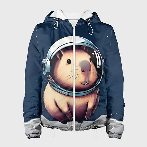 Женская куртка Капибара космонавт в космосе / 3D-Белый – фото 1