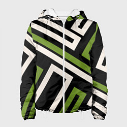 Женская куртка Прямоугольники по диагонали-зеленый, черный