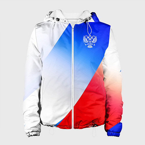 Женская куртка Герб России на фоне цветов флага градиент / 3D-Белый – фото 1