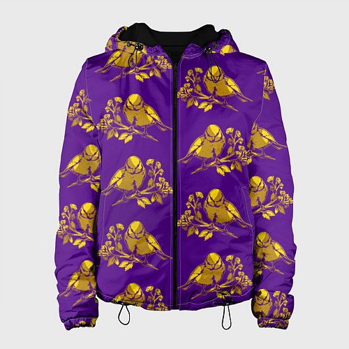 Женская куртка Золотые птички на индиго / 3D-Черный – фото 1