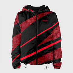 Женская куртка Sport чёрный и красный полосы