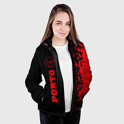Куртка с капюшоном женская Porto - red gradient по-вертикали, цвет: 3D-черный — фото 2