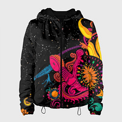 Куртка с капюшоном женская Psychedelic abstract art, цвет: 3D-черный