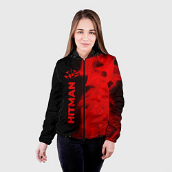Куртка с капюшоном женская Hitman - red gradient по-вертикали, цвет: 3D-черный — фото 2