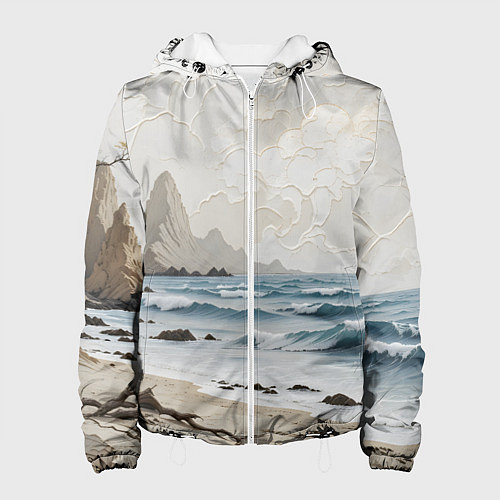 Женская куртка Нежный морской пейзаж / 3D-Белый – фото 1