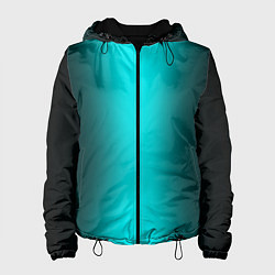 Женская куртка Чёрный и неоновый голубой градиент по центру