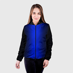 Куртка с капюшоном женская Чёрно-синий градиент по центру, цвет: 3D-черный — фото 2