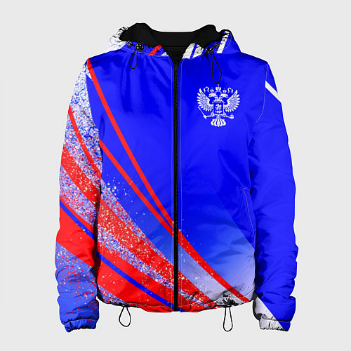 Женская куртка Герб России на фоне цветов флага государства / 3D-Черный – фото 1