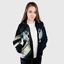 Куртка с капюшоном женская Герб России Двуглавый орёл чёрно-синий, цвет: 3D-черный — фото 2