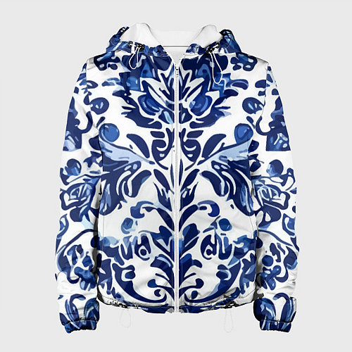 Женская куртка Гжель русский узор акварель / 3D-Белый – фото 1
