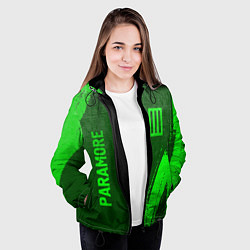 Куртка с капюшоном женская Paramore - green gradient вертикально, цвет: 3D-черный — фото 2