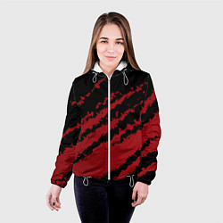 Куртка с капюшоном женская The color is red and black, цвет: 3D-белый — фото 2
