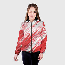 Куртка с капюшоном женская The color is white and red, цвет: 3D-черный — фото 2