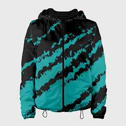 Куртка с капюшоном женская The color is black and light blue, цвет: 3D-черный