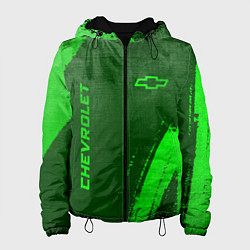 Куртка с капюшоном женская Chevrolet - green gradient вертикально, цвет: 3D-черный
