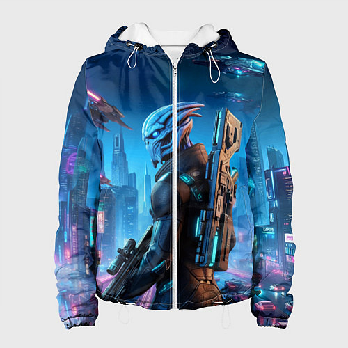 Женская куртка Mass Effect - neon glow fantastic / 3D-Белый – фото 1