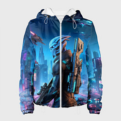 Куртка с капюшоном женская Mass Effect - neon glow fantastic, цвет: 3D-белый