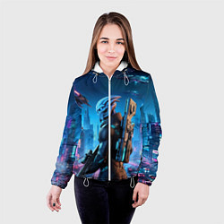 Куртка с капюшоном женская Mass Effect - neon glow fantastic, цвет: 3D-белый — фото 2