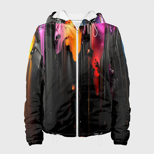 Женская куртка Разноцветная рельефная краска текстура / 3D-Белый – фото 1