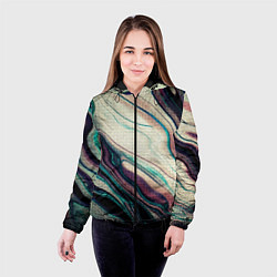Куртка с капюшоном женская Абстракция тёмные краски с текстурой, цвет: 3D-черный — фото 2