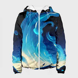 Женская куртка Бело-синее пламя из абстрактных красок